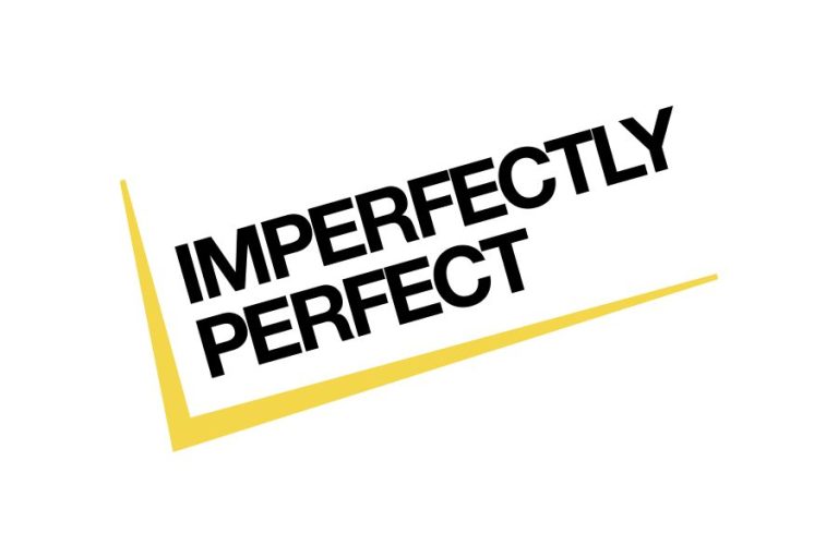 White background with a yellow tick with the words imperfectly perfect